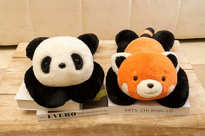 Niuniu Daddy Red Panda Weighted Stuffed Animals for Anxiety, 3.3lb Weighted Plush Red Panda Toys for Adult Kid Girl, Giant Stuffed Plush Pillow as Gift for Valentine Include Bag Sticker Card