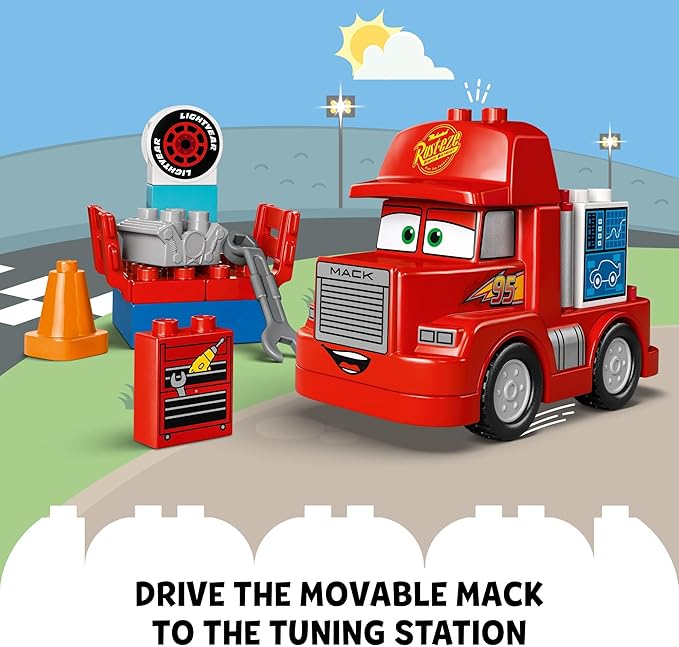 LEGO Disney Pixar Mack at The Race Cars Toys - Pixar Cars Birthday Gift for Toddlers, Preschool, Boys & Girls, Ages 2+ - Educational Building Toys Set - 10417