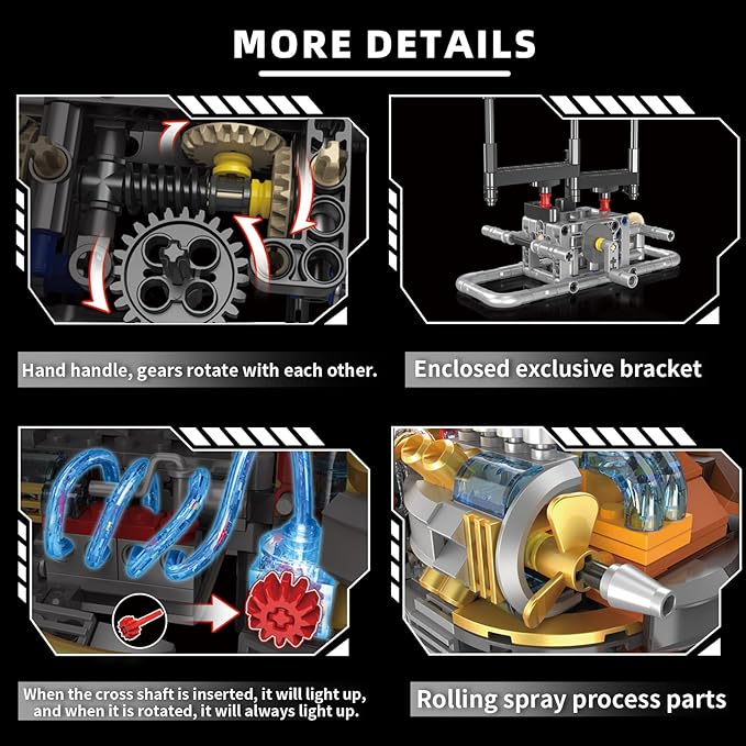Mechanical Turtle Building Set with Lights, Rotatable Link Components & Display Stand, STEM Building Set for Boys and Girls 8-14, Home Office Decor for Adults, Mechanical Enthusiasts（659PCS）