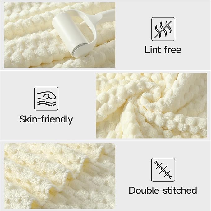 REDKISS Cream Microfiber Towels Set of 6-35x70 Inches Oversized Bath Sheets, Extra Large Bath Towels Set of 6, Super Soft Quick Dry Lint Free Absorbent Waffle Microfiber Shower Towels