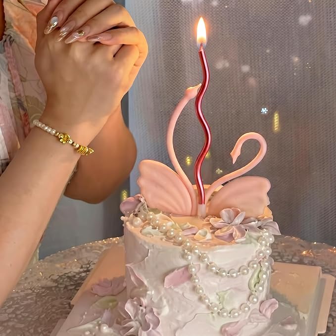 PHD CAKE 24-Count Red Spiral Long Thin Birthday Candles, Cake Candles, Birthday Parties, Wedding Decorations, Party Candles