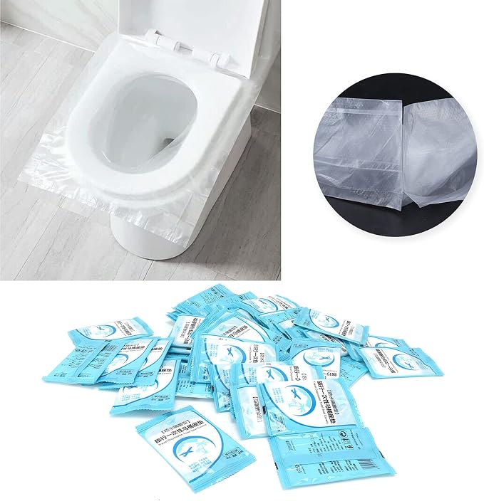 50Pcs Disposable Toilet Seat Cover, Multifunctional Toilet Covers Disposable Lightweight Disposable Plastic Toilet Seat Cover Portable Public Toilet Seat Covers