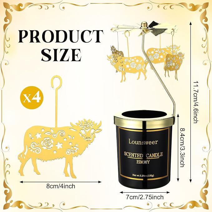 Lounsweer Highland Cow Gifts for Women Rotating Scented Candle with Rotatable Candle Holder Highland Cow Gifts for Lovers Funny Presents for Women Mom Birthday Anniversary Chrismas Festival