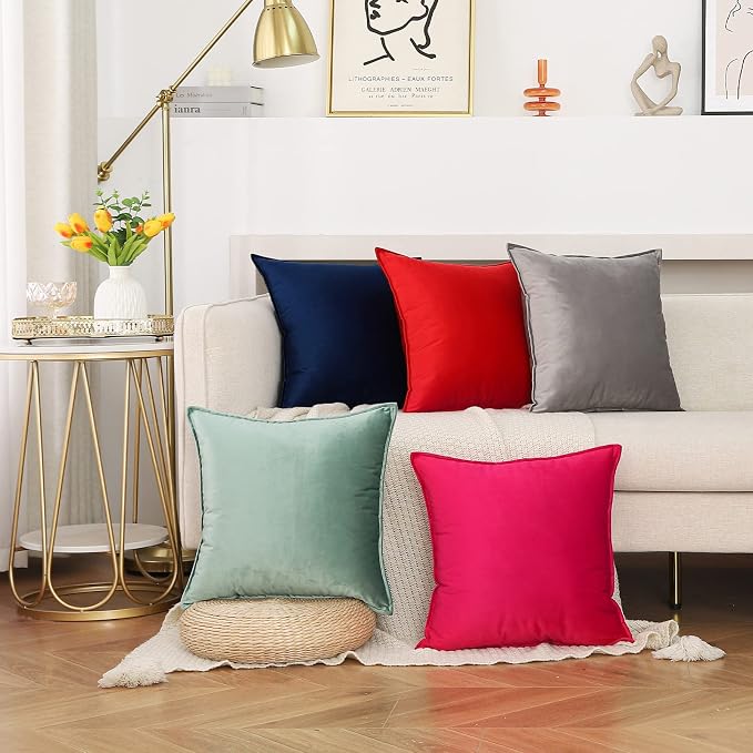 Velvet Navy Blue Throw Pillow Covers 20”x20”Pack of 2 Soft Decorative | Square Cushion Covers for Couch Sofa Bed Livingroom Car Home Decor,50x50Cm
