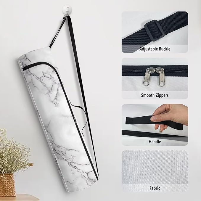 Yoga Mat Bag with Adjustable Shoulder Strap and Handle Zipper, 30in Wide x 6.3in Diameter for Yoga Mat Storage