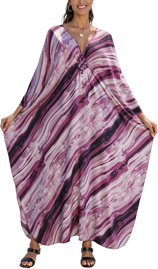 Mumu Dresses for Women Plus Size, Bohemian Kaftan Beach Cover Up Long Maxi Nightgown Soft Loungewear