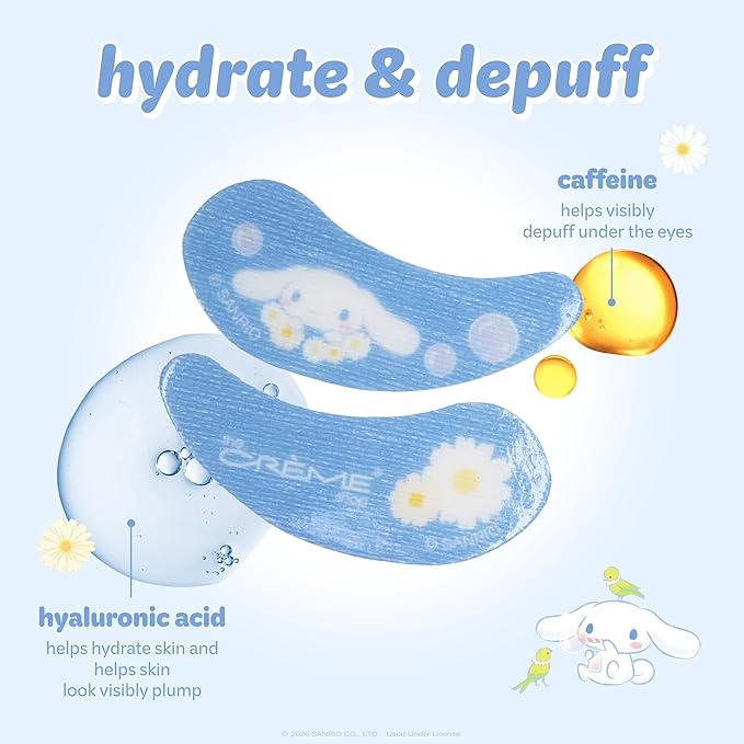 The Crème Shop x Cinnamoroll Under Eye Patches, Hydrogel Under Eye Mask For Dark Cirles, Puffy Eyes, and Under Eye Bags, Korean Skincare (Pack of 5)