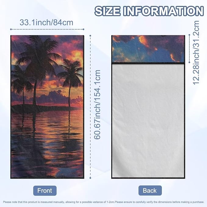 INSTANTARTS Coconut Beach Car Seat Towel Covers Yoga Towel Car Seat Cover Car Towel for Camping Trave
