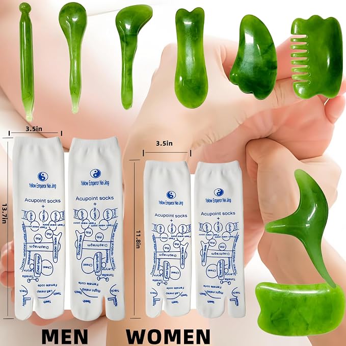 Reflexology Socks with Tools Set, Acupressure Pressure Point Socks, Foot Relief and Acupuncture with Trigger Point Massage Reflexology Chart Socks and Tool for Men and Women