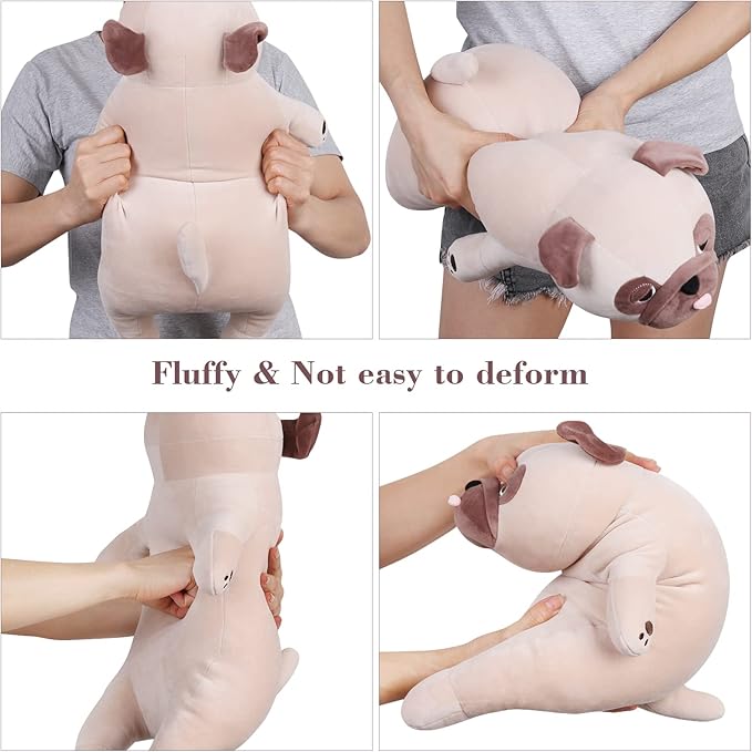 meowtastic Pug Weighted Stuffed Animals - 21 Inch 3.5 Pounds Weighted Plush Bulldog Stuffed Animals - Big Pug Toys Pillow - Cute Plush Toys Gifts for Kids & Adults (21" 3.5 lbs)