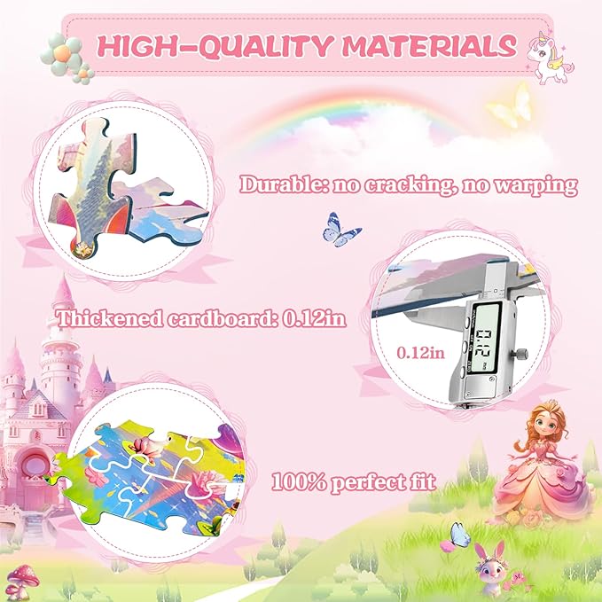 Unicorn Princess Floor Puzzles for Kids Ages 4-6, Large 70 Piece Unicorn Puzzles for Kids Ages 6-8, Puzzles for Toddler Ages 3-5, Toy Gifts for Boy Girls Children