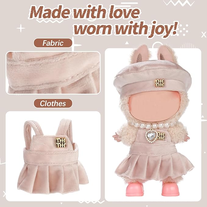 Cute Clothes for Doll Design Outfit Blind Mystery Box Accessories Mini La Boo-Boo Blah Bu Bu BuLafufu Ropa Plush Toy Stuff Dress Overalls Pajamas Hoodie Pink Suit