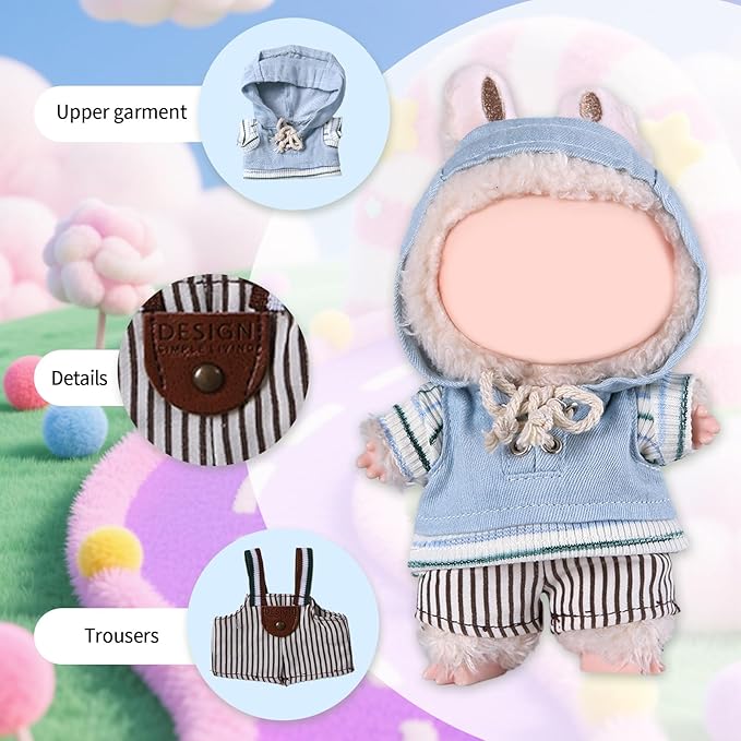 Coolcandy 17cm Doll Clothes, Fashionable Dolls Outfit with Accessories Suit, Stylish Adorable Dolls Clothes Set, Soft Fabric, Detailed Stitching(Doll Not Included)