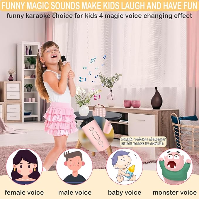 Mini Karaoke Machine for Kids Adults, Mini Portable Bluetooth Karaoke Speaker with 1 Wireless Mics and LED Lights for Kids Adults, Christmas Birthday Gifts Toys for Girls Boys Family Home Party