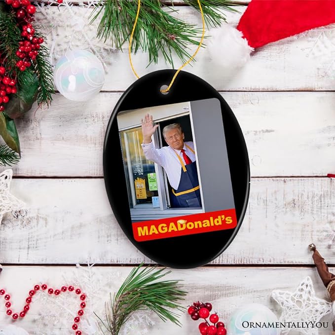 MAGADonald's Trump Ornament, Unique Political Humor Gift and Decor for Supporters