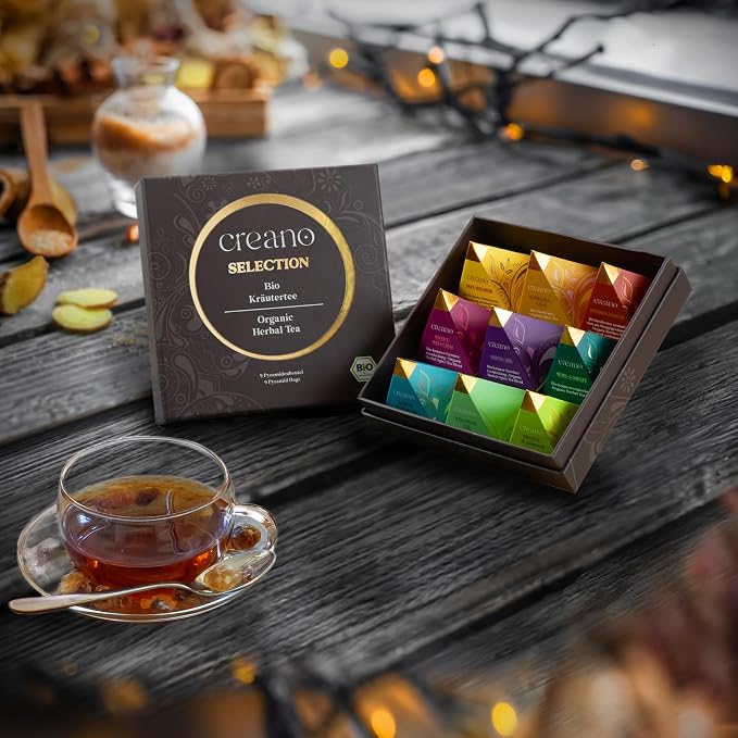 Creano Organic Herbal Tea Gift Set "Organic Herbal Tea" – 9 Pyramid Tea Bags in 9 Different Varieties – 22,5 g*