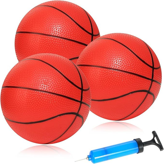 Mini Basketballs 3 Pack - 7inch Small Basketball Size 3 Set with Pump Needle - Ideal for Mini Hoop, Outdoor & Indoor Play - Kids Basketball Party Favors
