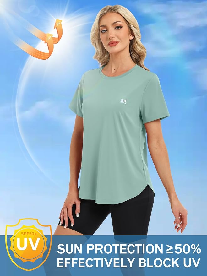 BKRIVE Workout Tops for Women UPF 50+ Quick Dry Shirts (S-3XL) | Ideal for Hiking, Yoga, Running, Gym workouts, Pilstes, Tennis & Travel. Lightweight, Breathable & Moisture wicking