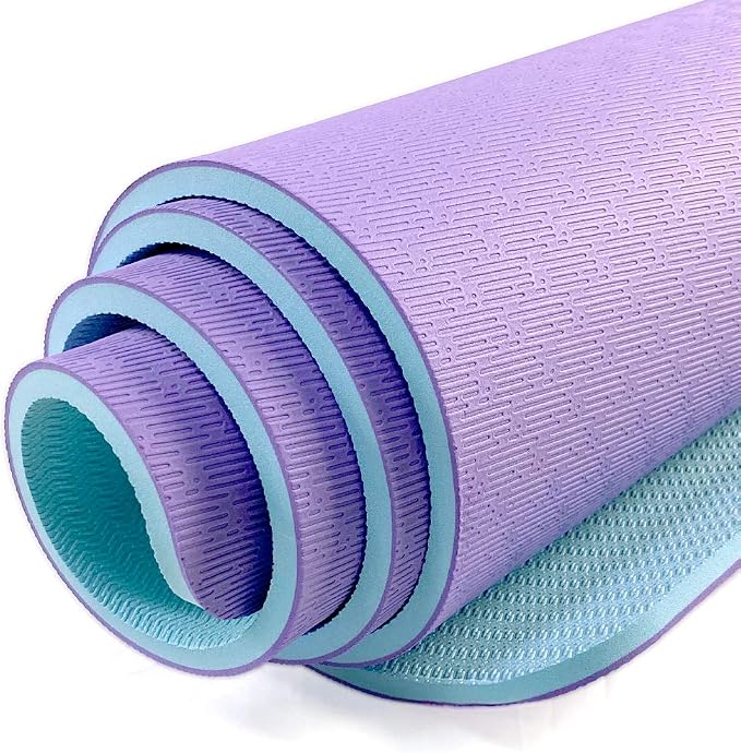 Hatha Yoga Extra Thick TPE Yoga Mat - 72"x 32" Thickness 1/2 Inch -Eco Friendly SGS Certified - With High Density Anti-Tear Exercise Bolster For Home Gym Travel & Floor Outside