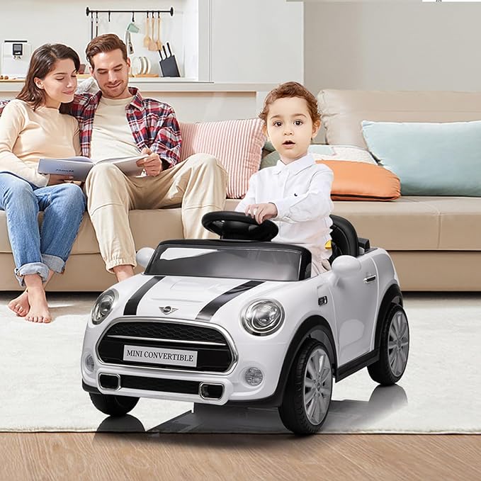 Kids Push Car,Ride On Car,Licensed MINI Cooper Toddler Push Car Toy with Adjustable Push Rod, Horn Music, Seat Belt,- Ideal Stroller Substitute for Kids 1-3 Years Old