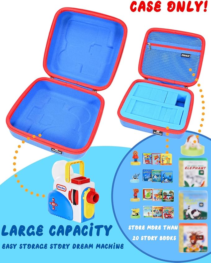 RAIACE Hard Travel Case Compatible with Little Tikes for Story Dream Machine Books Starter Set, Travel Storage Hard Bag.(Case Only!) - Blue
