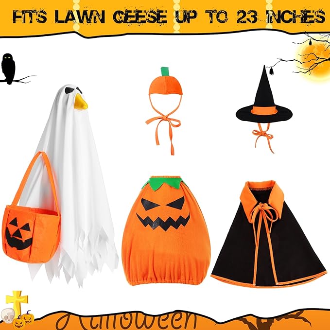 3 Set Thanksgiving Day Goose Outfit Lawn Porch Costume Plastic Goose Clothing for 23" Outdoor