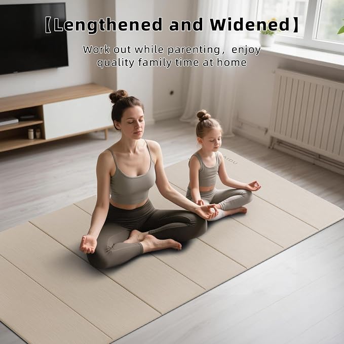 PAIDU Foldable Yoga Mat thick- 2/5" (10MM) TPE Non-Slip Design, Quick Fold，Easy Storage, 75x40 Extra Long/Wide for Indoor Yoga, Pilates and Outdoor Travel Workouts