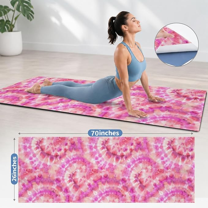 Yoga Mat Towel, Hot Yoga Non Slip with 4 Corner Pockets, 70 x 26 in | Soft Absorbent Microfiber With Four Corner Pockets, Fits Over Yoga Mats For Hot Yoga, Pilates, Gym, And Travel
