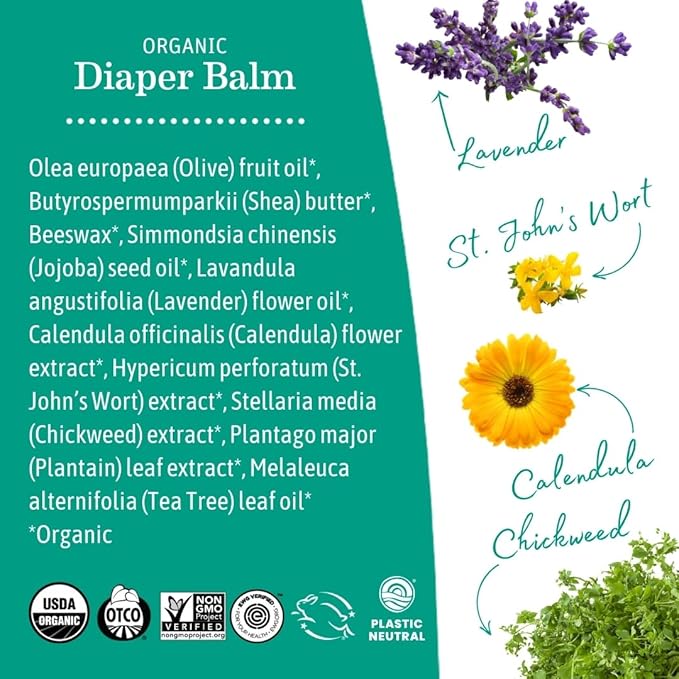 Earth Mama Organic Diaper Balm - 4 fl oz - Diaper Cream for Baby - Safe for Sensitive Skin - Baby Essentials