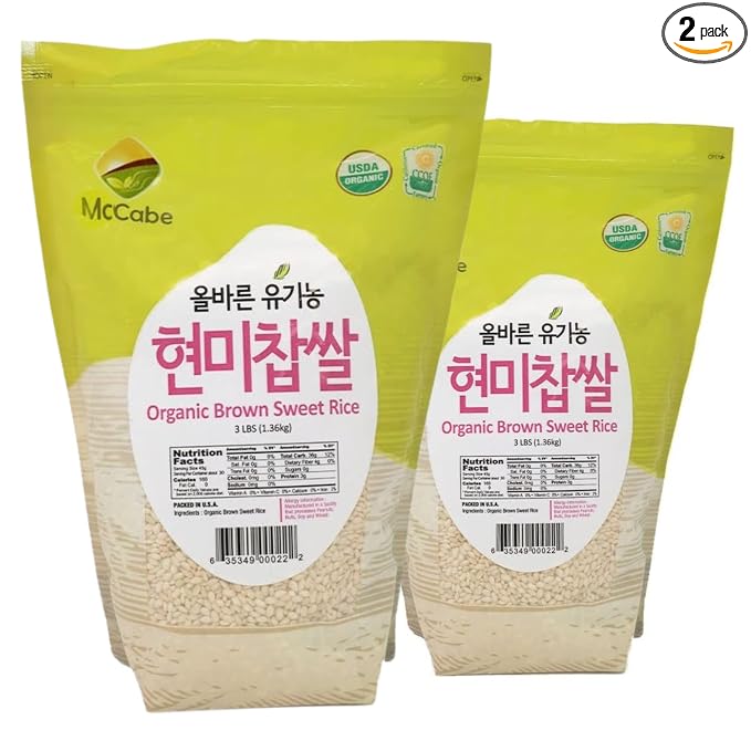 McCabe Organic Brown Sweet Rice - Rich in Fibers and Minerals | USDA and CCOF Certified | Product of USA | 3 Lbs Pack of 2