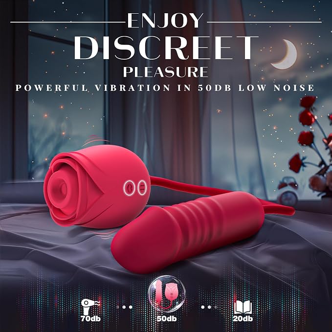 Vibrator Dildo Sex Toys for Women - MOOLIGIRL Rose Sex Toy with Thrusting G Spot Vibrators & 10 Sucking Modes for Clitoral Nipple Stimulation Anal Dildos Adult Sex Toys Games for Couples Sex Machine