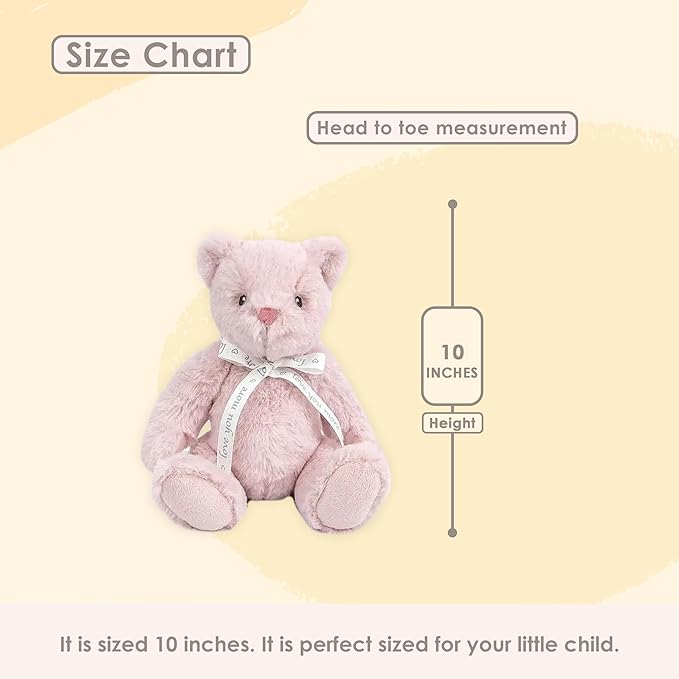 MON AMI ‘Love U’ Pink Teddy Bear Stuffed Animal – 10’’, Teddy Bear Plush for Baby Shower, Cute Plushies for Kids of All Ages