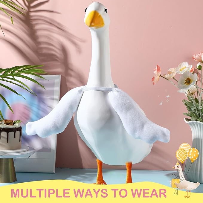 Abbylike Poseable Goose Wings for 23”- 28" Porch Lawn Goose Outfit Accessories Poseable White Wings for Outdoor Patio Yard Lawn Art Decoration (1 Pcs,Rippled Edge)