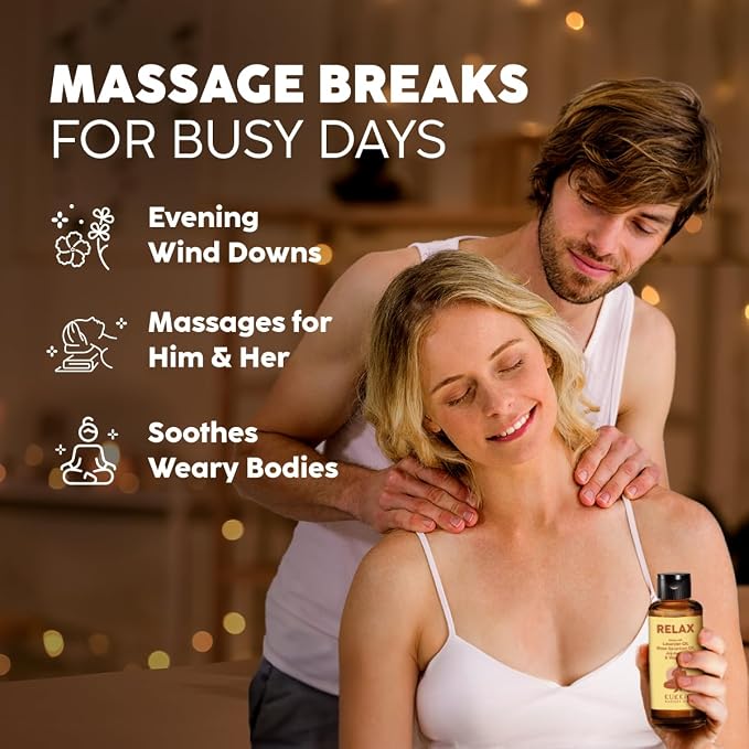 Kukka Relax Massage Oil (3.4 fl oz) & Aromatherapy Massage Oil (3.4 fl oz) Set - Body Oils for Women & Men - Spa Quality & Light Weight