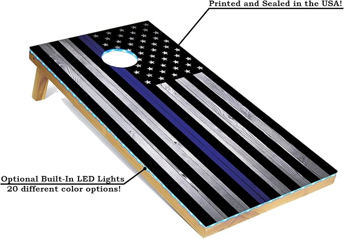 Tailgating Pros 4x2 Regulation Cornhole Boards Flag Set- Includes 8 Bean Bags, Carrying Cases, and Score Keeper - Optional LED Lights