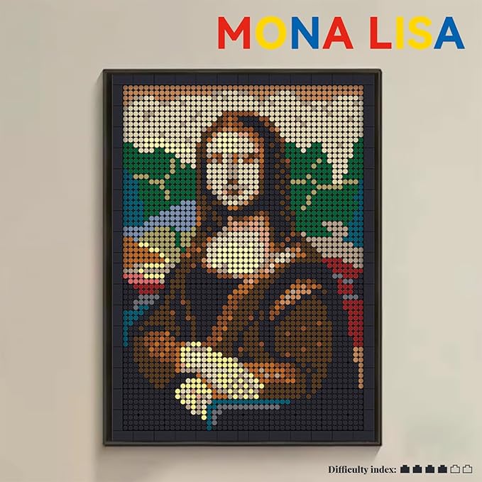 Wall Art Mona Lisa Building Blocks Set; A Wall Decor Set for Adults Who Love Creative Hobbies(3624 Pieces) Toys Gifts for Kid and Adult