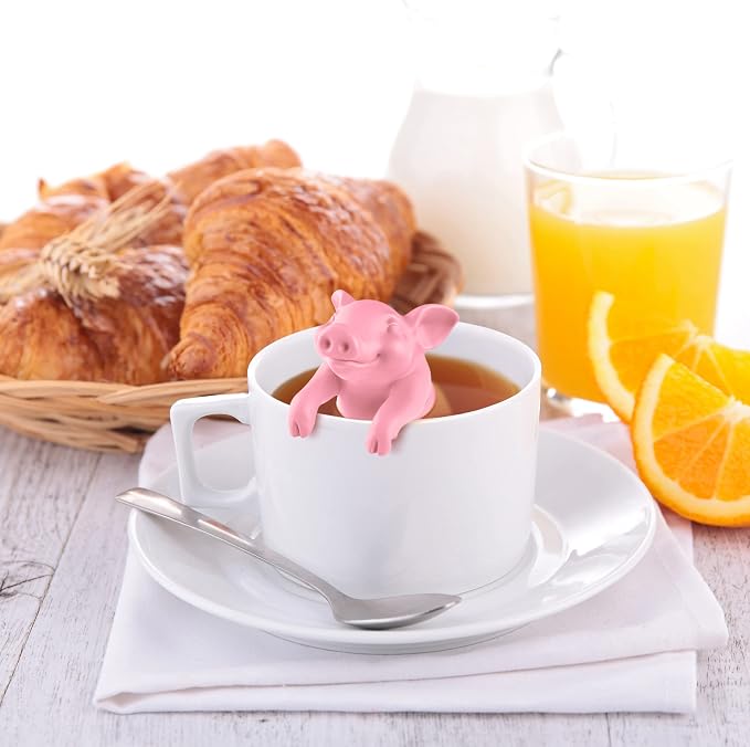 Genuine Fred, HOT BELLY, Pig Reusable Silicone Tea Infuser, Pink, Fun Gift for Tea Lovers, Clever Kitchen Gadget