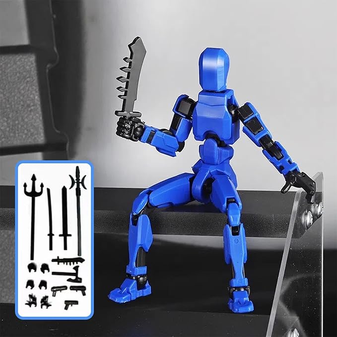 4-Pack Titan T13 Action Figures Set - Assembled Robot Anime Figures with Movable Joints - Fidget Toys for Boys and Girls (White, Yellow, Blue, Red)