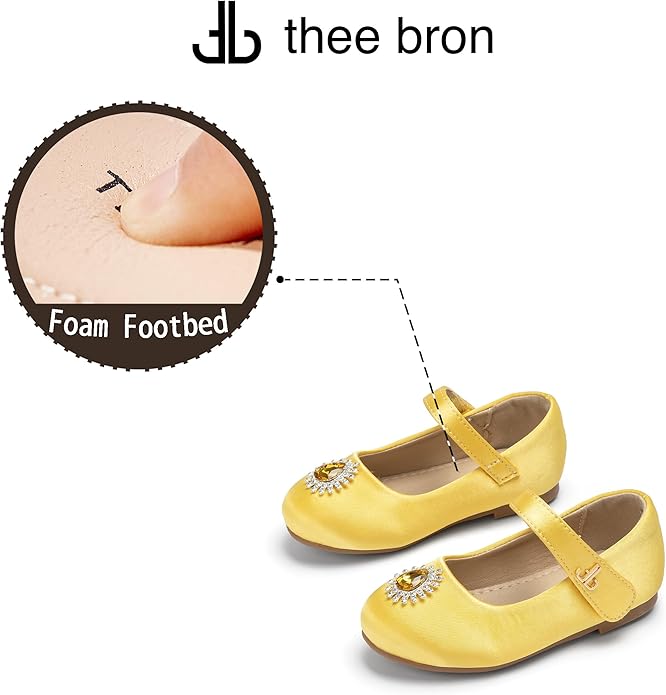 THEE BRON Mary Jane Ballet Flats - Girls' Dress Shoes with Hook & Loop Closure