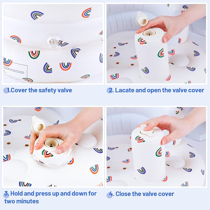 AirSwim Inflatable Baby Chair, Baby Inflatable Seat for Babies 3 Months and Up Summer Inflatable Baby Seat for Sitting Up, Blow Up Baby Floor Seat with Built in Air Pump, Rainbow