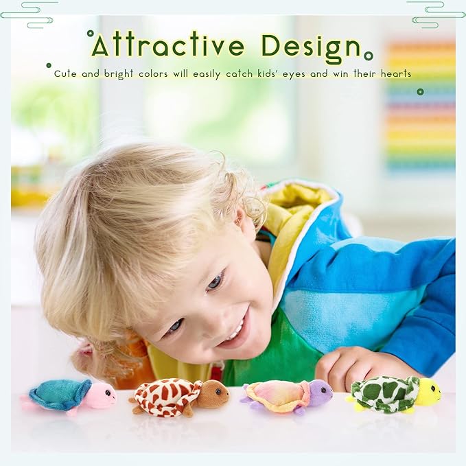 Aoriher 5 Pieces Plush Turtle Set Stuffed Turtle 12 Inch Stuffed Sea Turtle Mom with 4 Little Turtles Soft Plush Stuffed Animal Toys Tortoise Hugging for Birthday Easter, Christmas(Vivid Style)