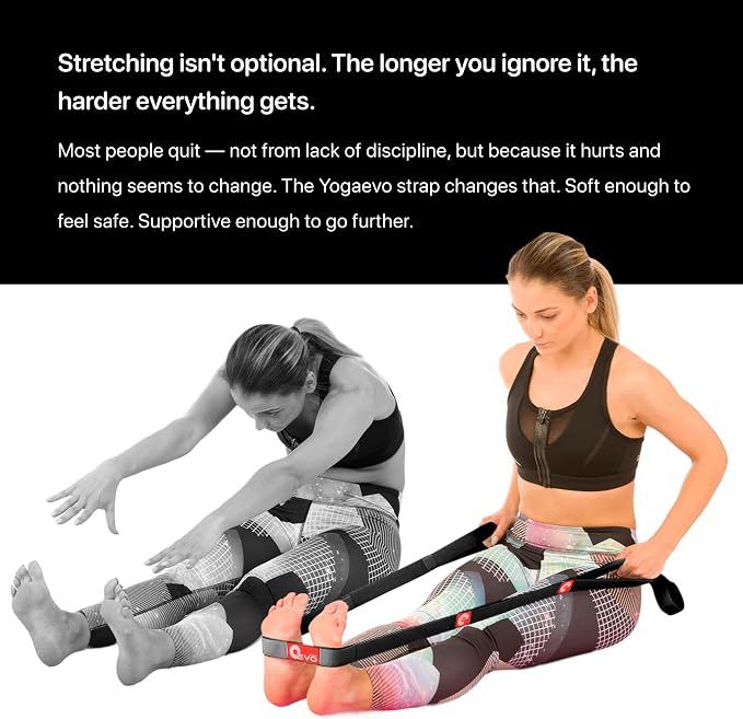 YogaEVO Stretching Strap with Loops for Physical Therapy — Yoga Strap & Resistance Band in One — Flexibility & Back Recovery — HD Video Routines Included