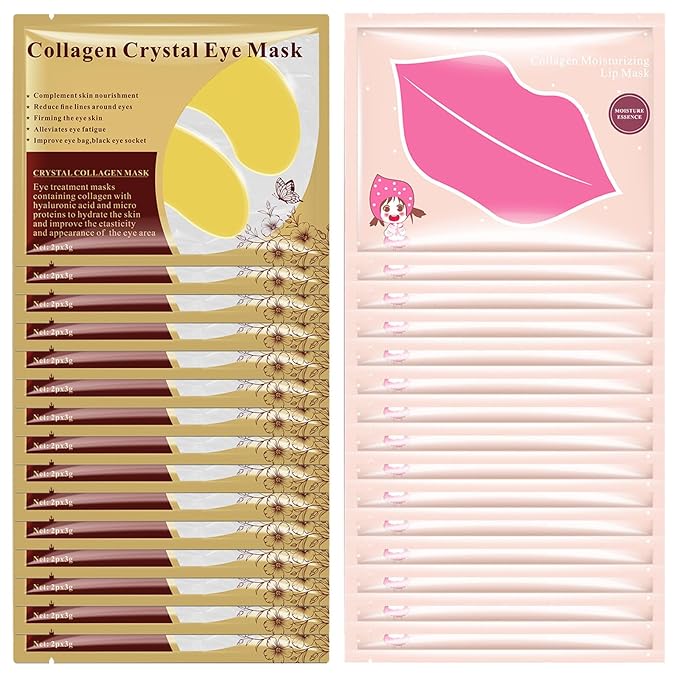 30 Pairs Under Eye Masks Set, Moisturizing Lip Mask for Dry Lips, Under Eye Patches for Dark Circles and Puffiness, Reducing Fine Lines