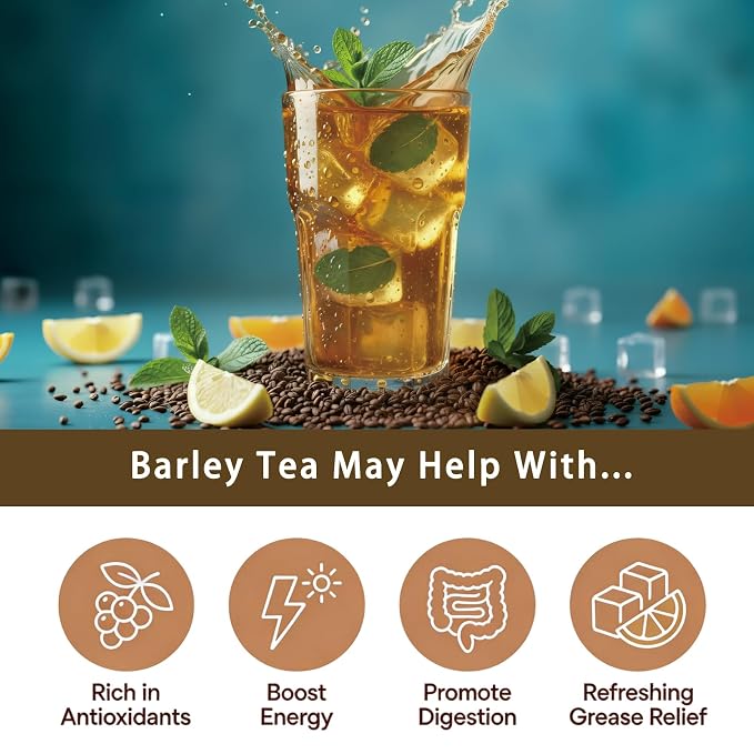 Samcci - Barley Tea, 4g×50 Count Premium Natural Roasted Barley Tea Bags - Non-GMO - Caffeine-Free - Sugar Free - Mugicha -Nutty - Digestion Support & Rich in Nutrition