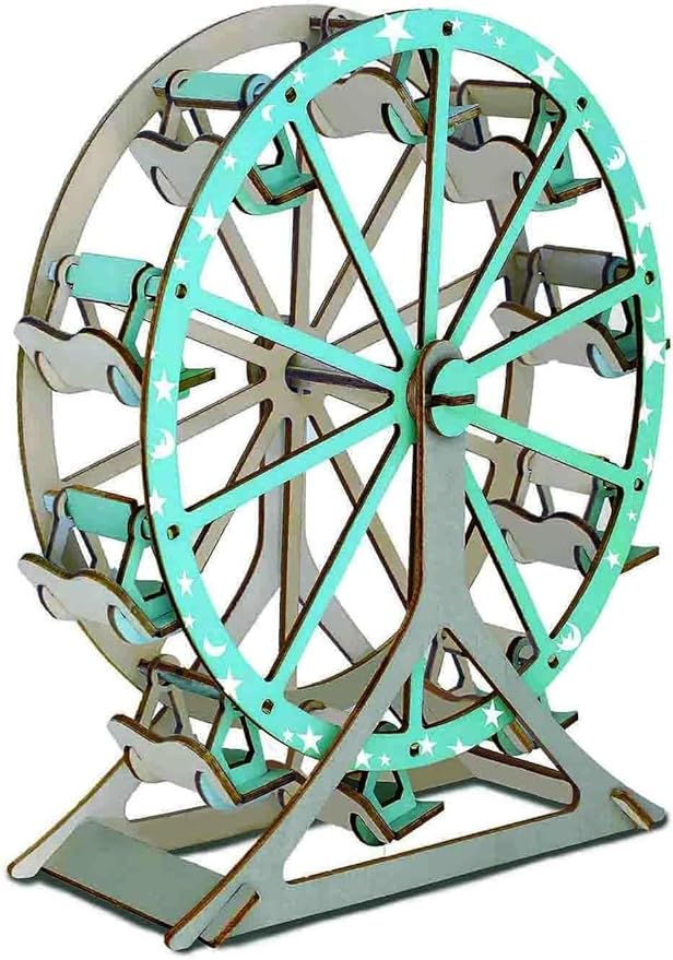 3D Adult and Children's Wooden Puzzle, 3D Puzzle, 3D Camping car Wooden, Puzzle Model, Manual Assembly, Hands-on Practice of Thinking, DIY Home Decoration, (Sightseeing Ferris Wheel)
