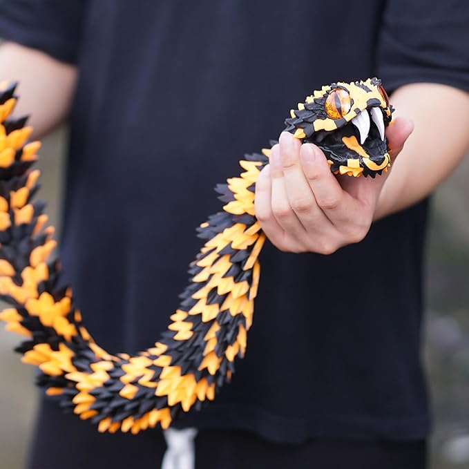 Super Large 3D Printed snake with a movable mouth,47.4inch,Flexible Realistic Articulated Animal Fidget Toys,Mystery Figurines Gifts ,Executive Desk Décor and Festival Collectible (BO 47.4inch)