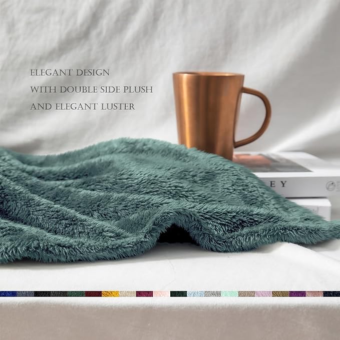 Exclusivo Mezcla Fuzzy Plush Fleece Bed Blanket King Size, Celadon | 104x90 Inches, Super Soft and Cozy Bed Blanket, Fluffy Decorative Bedding for Livingroom, Bedroom, All Season