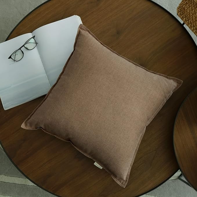 Jeanerlor 20"x20" Pillowcase Green Cousion Cover Decor Cotton Linen with Unique Design to Embellish Garden/Office/Chair/Bed/Couch,(50 x 50cm), Khaki