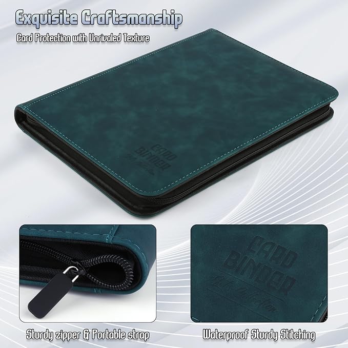Trading Card Binder, Premium 9 Pocket Double Sided 540 Pocket PU Card Collection Binder, Collectible Trading Card Albums for MTG, TCG, Sport Card, Game Cards (Viridian)