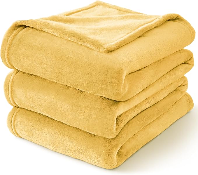 BEDELITE Fleece Blanket Soft Plush Twin Size Blanket Cream Yellow 60"x80" | Ultra Soft Fleece, Plush Microfiber, Lightweight Warmth, All Season Comfort, Fade Resistant, Machine Washable, Couch Sofa Bed